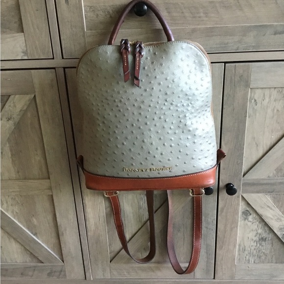 Dooney & Bourke Gray Ostrich Backpack with Brown Leather Trim main image 11